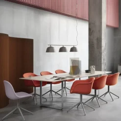 70/70 dining table 295x108 cm, Grey linoleum-Plywood-Sand
