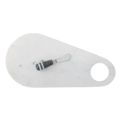 Abrielle cheese knife with cutting board 20x42 cm, White marble-stainless steel