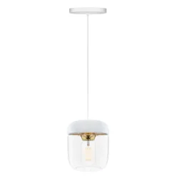 Acorn lamp shade white, polished brass