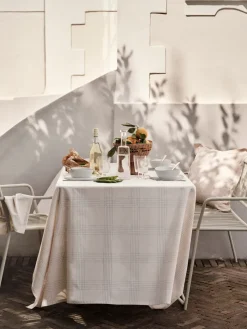 Alice tablecloth, 160x300 cm, Dusty blue-Natural