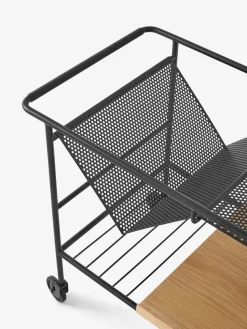 Alima storage trolley varnished oak, Black & lacquered oak