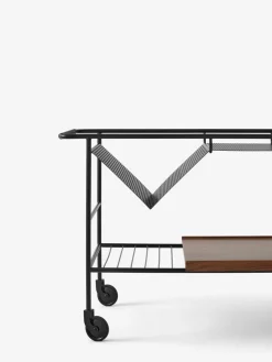 Alima storage trolley varnished walnut, Black & lacquered walnut
