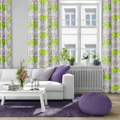 Allé fabric, Green-purple