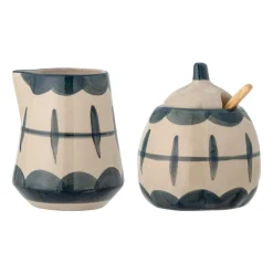 Allium milk pitcher and sugar bowl, Blue waves-bamboo