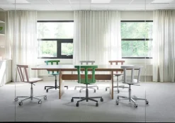Alt chair swivel base upholstered seat birch, Hallingdal 65-103 grey/beige-white 21