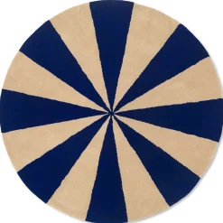Arch hand tufted rug Ø130 cm, Bright blue-off white