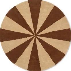 Arch hand tufted rug Ø130 cm, Dark brick-off white