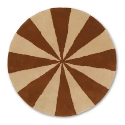 Arch hand tufted rug Ø70 cm, Dark brick-off white