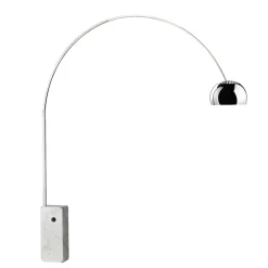 Arco floor lamp, Chrome, Carrara marble base