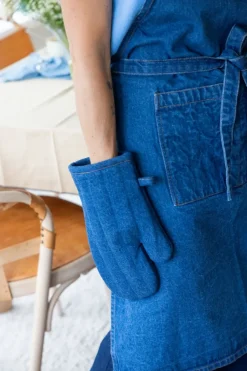 Aron denim oven mitt 16x30 cm, Blue