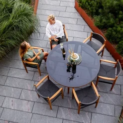 Aspect dining table round, Smokey black-teak