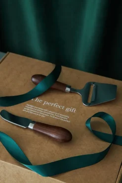 Astrid cheese slice and butter knife, Brown-silver