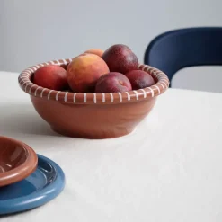 Barro salad bowl, Natural with stripes, Ø26 cm