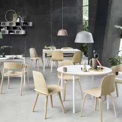 Base dining table round Ø110 cm, White laminate-Plywood-White