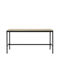 Base high bar table, Oak, black legs, plywood edge, b85 l190 h95