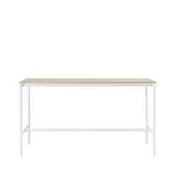 Base high bar table, Oak, white legs, plywood edge, b85 l190 h105