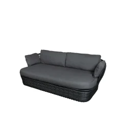 Basket sofa 2-seater, Graphic grey, grey cushions