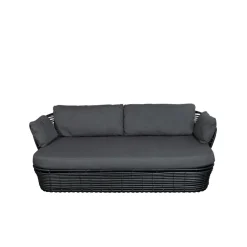 Basket sofa 2-seater, Graphic grey, grey cushions