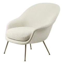 Bat Lounge Chair - low back, conic base, Dora boucle 0001-antique brass