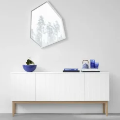 Beam side table, Light grey, stand in white oiled oak