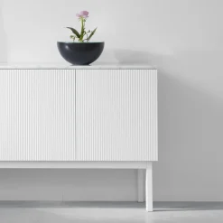 Beam side table, Light grey, base in white oiled oak