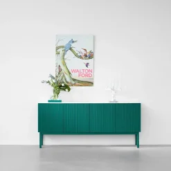Beam side table, Light grey, base in white oiled oak