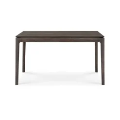 Beech extendable dining table, Brown-lacquered oak, 90x140/220 cm