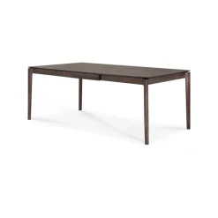 Beech extendable dining table, Brown-lacquered oak, 90x140/220 cm