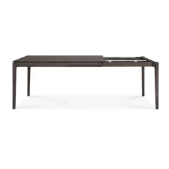 Beech extendable dining table, Brown-lacquered oak, 90x140/220 cm
