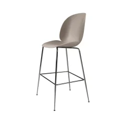 Beetle Barstool high, New beige, black chrome steel legs