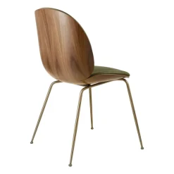 Beetle upholstered chair walnut, Antique brass-leather army