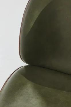 Beetle upholstered chair walnut, Antique brass-leather army