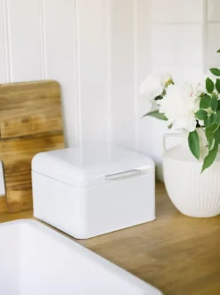 Bella bread bin carbon steel 20x20 cm, White
