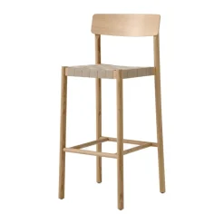 Betty TK15 Bar Chair 75 cm, Laquered solid oak-natural linen
