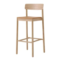 Betty TK17 Bar Chair 75 cm, Noble leather cognac-laquered solid oak
