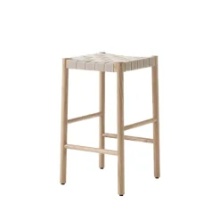 Betty TK7 barstool, Oak, natural braided linen band seat