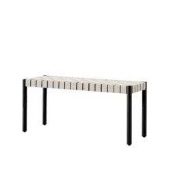 Betty TK4 bench, Black. natural braided linen seat