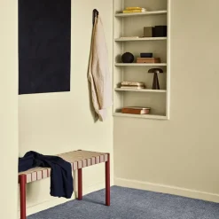 Betty TK4 bench, Black. natural braided linen seat