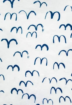 Bird curtain long 145x250 cm, Blue
