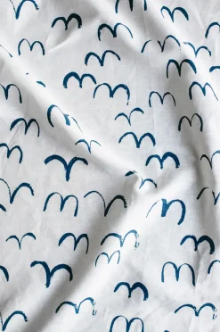 Bird fabric, White-blue
