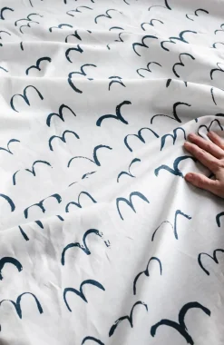 Bird fabric, White-blue