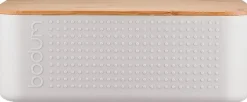 Bistro bread Box with bamboo lid, White