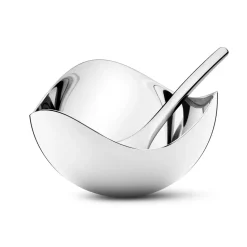 Bloom salt cellar with spoon, stainless steel