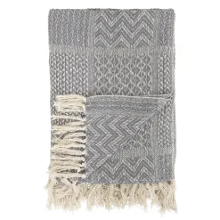 Bloomingville pattern throw, grey