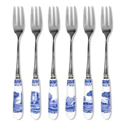 Blue Italian dessert fork 6-pack, Ceramic-stainless steel