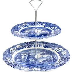 Blue Italian 2-tier cake stand, 2-Tier