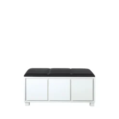 Bänk 6, Leather black. white stomme