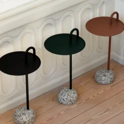 Bowler side table, Pale brown-granite