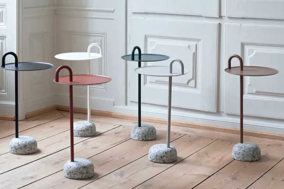 Bowler side table, Pale brown-granite