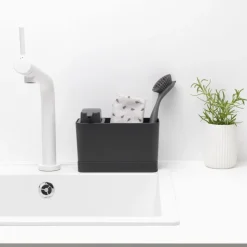 Brabantia kitchen sink organizer with soap dispenser, dark grey